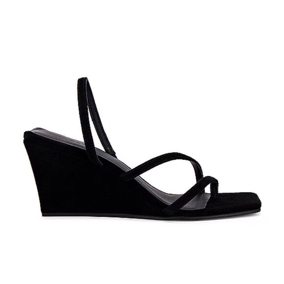 St Agni Spiral Wedge sandals shoes black suede platforms Revolve Sz 9 - Picture 6 of 16